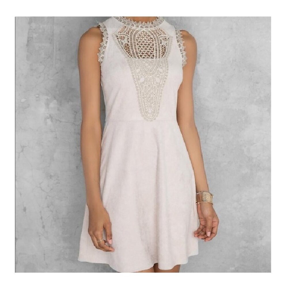 NEW RUE21 Tan Suede and Crochet Sleeveless Dress Size M NWT